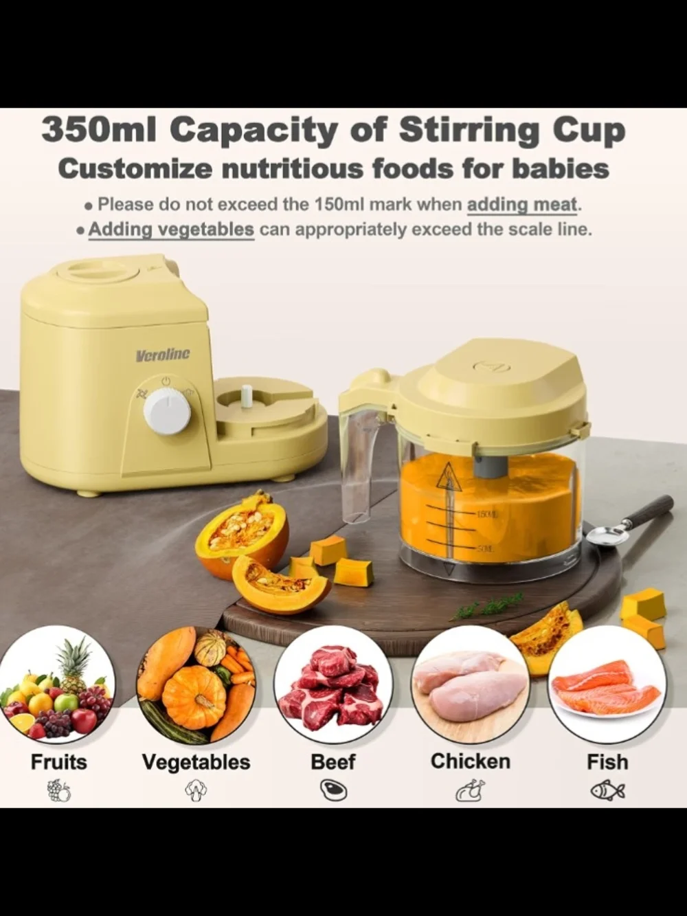 Veroline Baby Food Maker in Pale Yellow